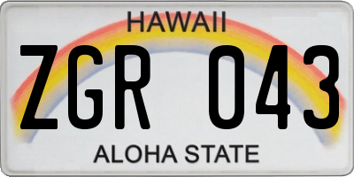 HI license plate ZGR043