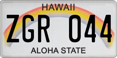 HI license plate ZGR044