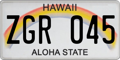 HI license plate ZGR045