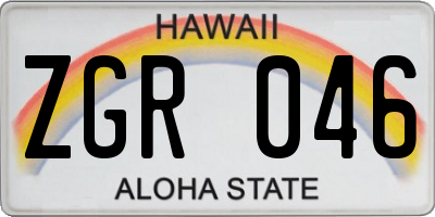 HI license plate ZGR046