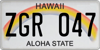 HI license plate ZGR047