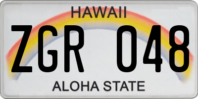 HI license plate ZGR048