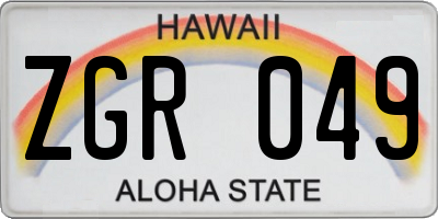 HI license plate ZGR049