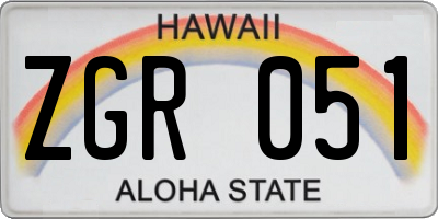 HI license plate ZGR051