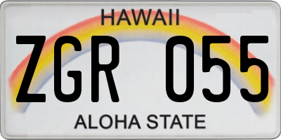 HI license plate ZGR055