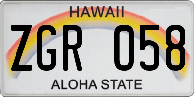 HI license plate ZGR058