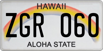 HI license plate ZGR060