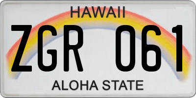 HI license plate ZGR061