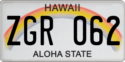 HI license plate ZGR062