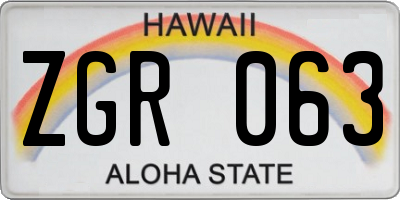 HI license plate ZGR063