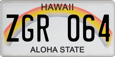 HI license plate ZGR064