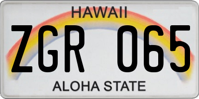 HI license plate ZGR065