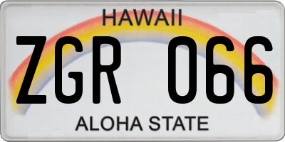HI license plate ZGR066