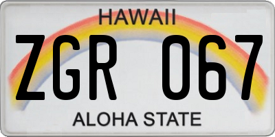 HI license plate ZGR067