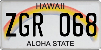 HI license plate ZGR068