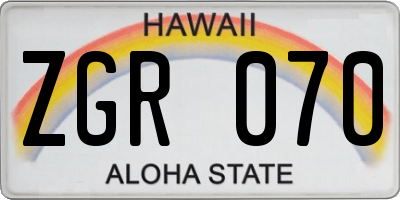 HI license plate ZGR070