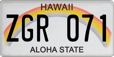 HI license plate ZGR071