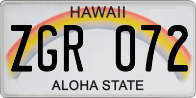 HI license plate ZGR072