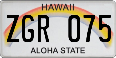HI license plate ZGR075