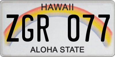 HI license plate ZGR077