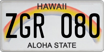 HI license plate ZGR080