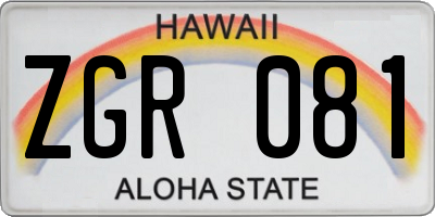 HI license plate ZGR081
