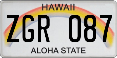 HI license plate ZGR087