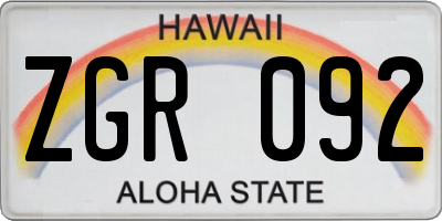 HI license plate ZGR092