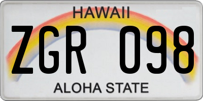 HI license plate ZGR098