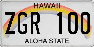 HI license plate ZGR100