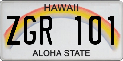HI license plate ZGR101