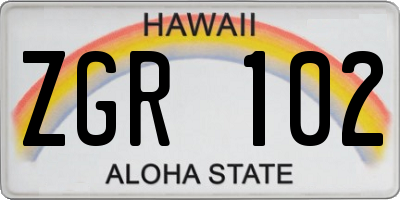 HI license plate ZGR102