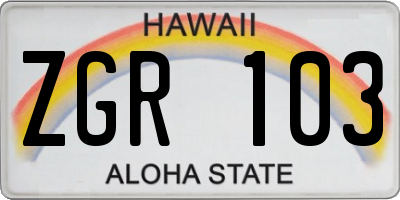 HI license plate ZGR103