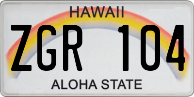 HI license plate ZGR104
