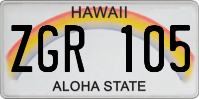 HI license plate ZGR105