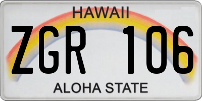 HI license plate ZGR106