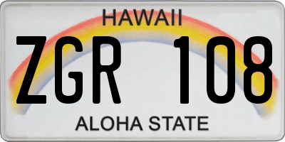 HI license plate ZGR108