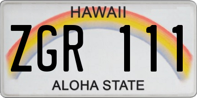 HI license plate ZGR111
