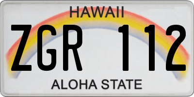 HI license plate ZGR112