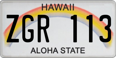 HI license plate ZGR113