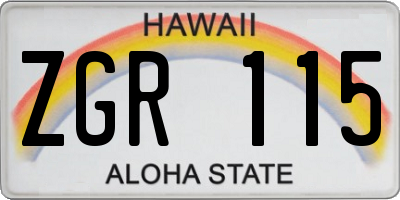 HI license plate ZGR115