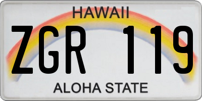HI license plate ZGR119