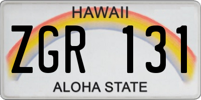 HI license plate ZGR131