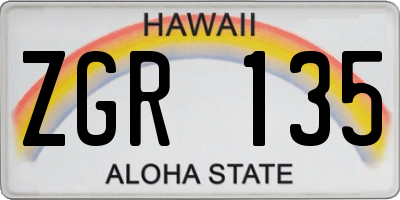 HI license plate ZGR135