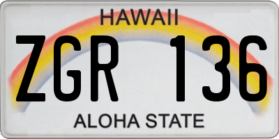 HI license plate ZGR136