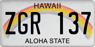 HI license plate ZGR137