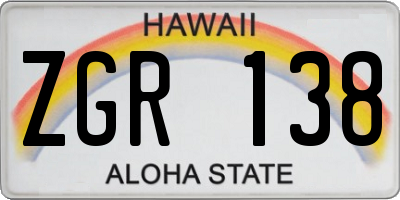 HI license plate ZGR138