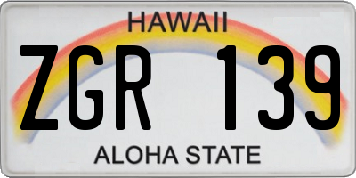 HI license plate ZGR139