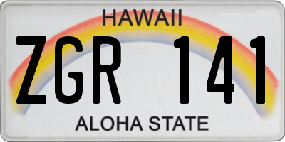 HI license plate ZGR141