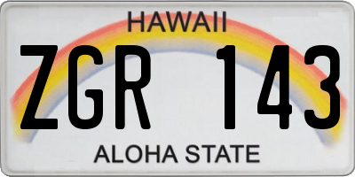 HI license plate ZGR143